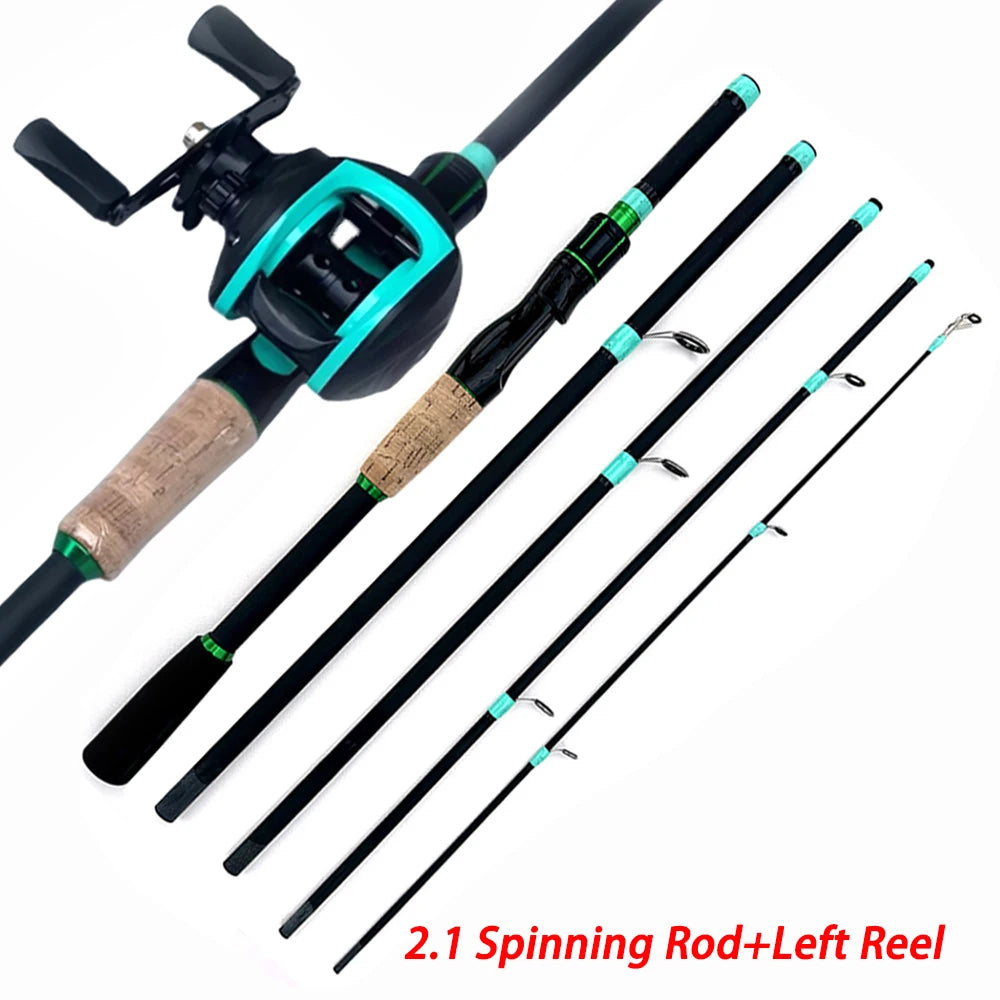 Fishing Rod Reels Combo 4/5Sections ML Action 3.5g-14g Ultralight Trave Rod With Baitcasting Reel Kit Carp Fishing Pesca1.8/2.1m