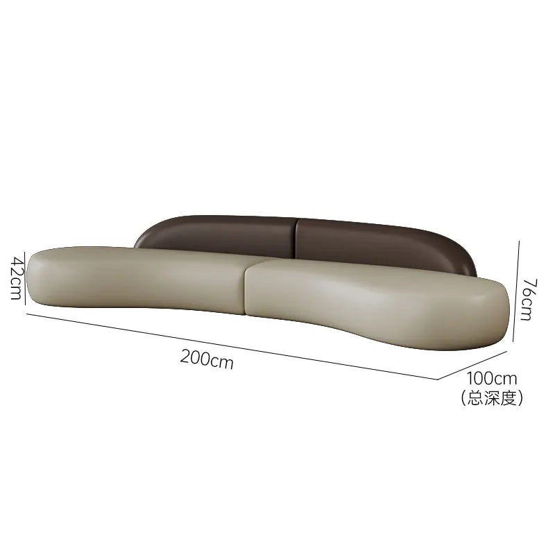 Italian light luxury cat scratching leather curved sofa small apartment modern simple living room high-end minimalist sofa