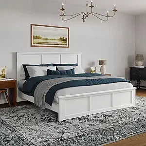 Walnut AFI Charlotte King Size Solid Wood Platform Bed with Matching Footboard