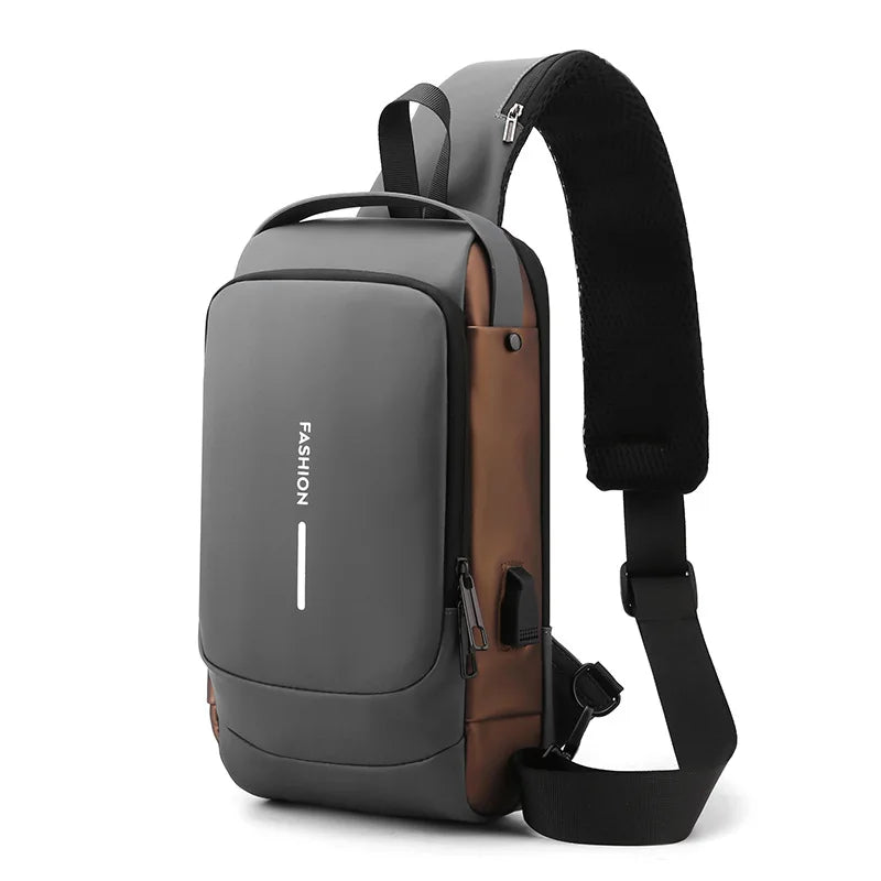 Men Multifunction Anti Theft USB Shoulder Bag Man Crossbody Cross Body Travel Sling Chest Bags Pack Messenger Pack