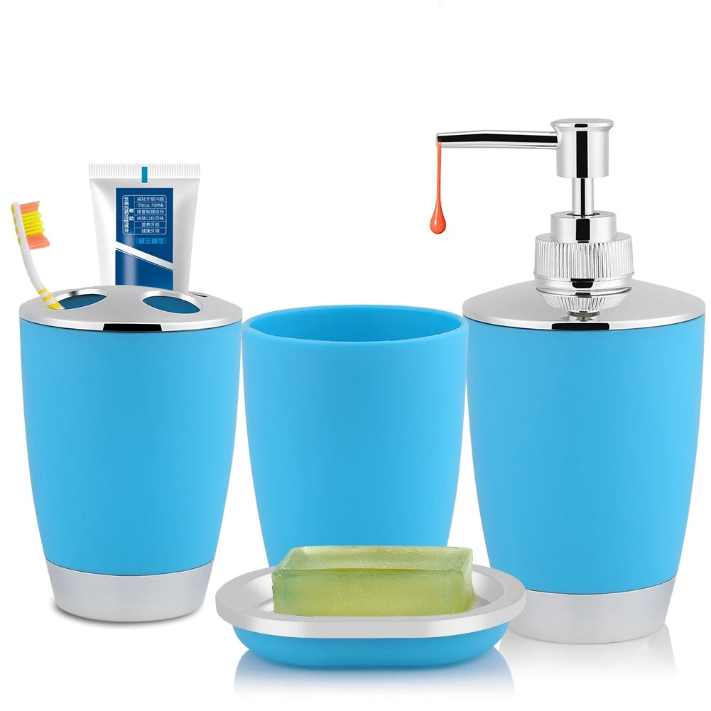 4Pcs/Set Bathroom Suit Accessories Includes Cup Toothbrush Holder Soap Dish Dispenser Bathroom Suit Accessories