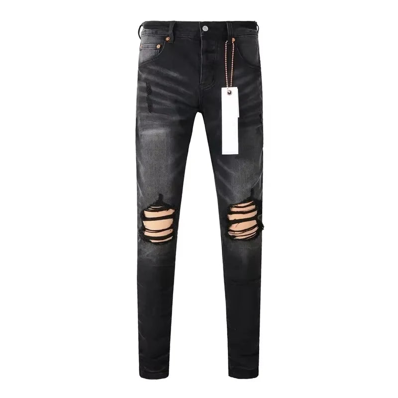 Men Jeans American High Street Black Pleated Basic Model New Fashion Trend High Quality Jeans