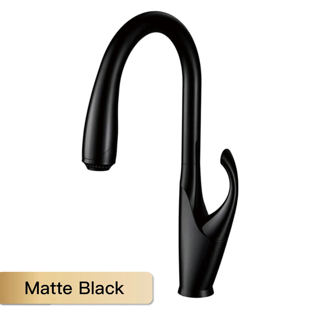 High end touch black kitchen faucet brass pull out design three function single handle cold and hot dual control sink faucet