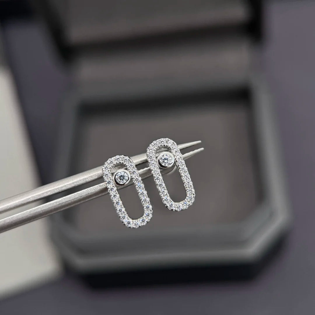 Classic French luxury jewelry S925 women's earrings made of pure silver material. Exquisite engagement gift. move stone
