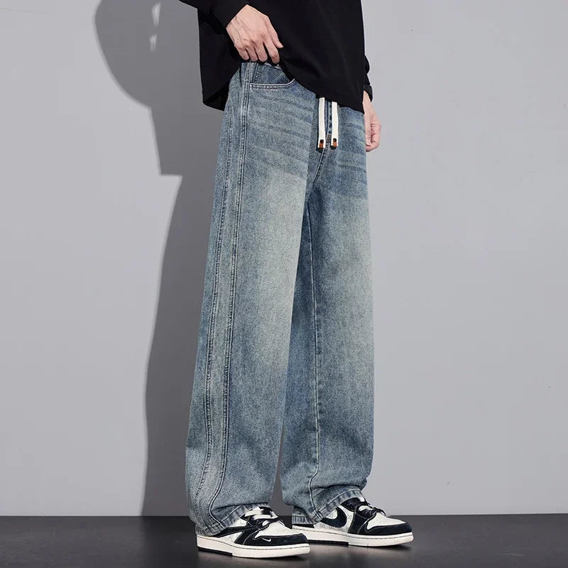 2025 Autumn/Winter New Youth Trendy Full Elastic Thickness Non Elastic Straight leg Jeans