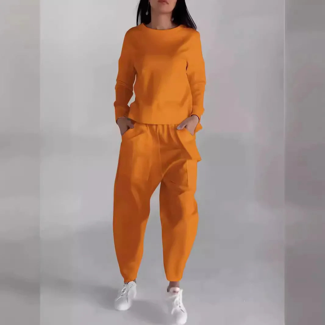 Women's suits 2024 European and American new fashion lace-up technology multi-pocket trendy sports solid color casual pants suit