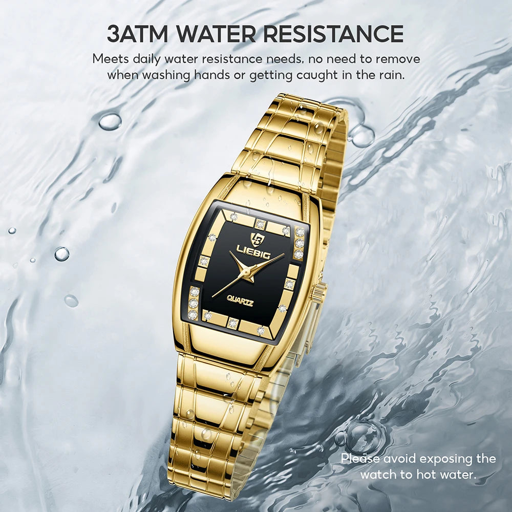 New Womens Watch Luxury Stainless Steel Quartz Golden Wristwatches Women Fashion Waterproof Calendar relogio masculino Clock