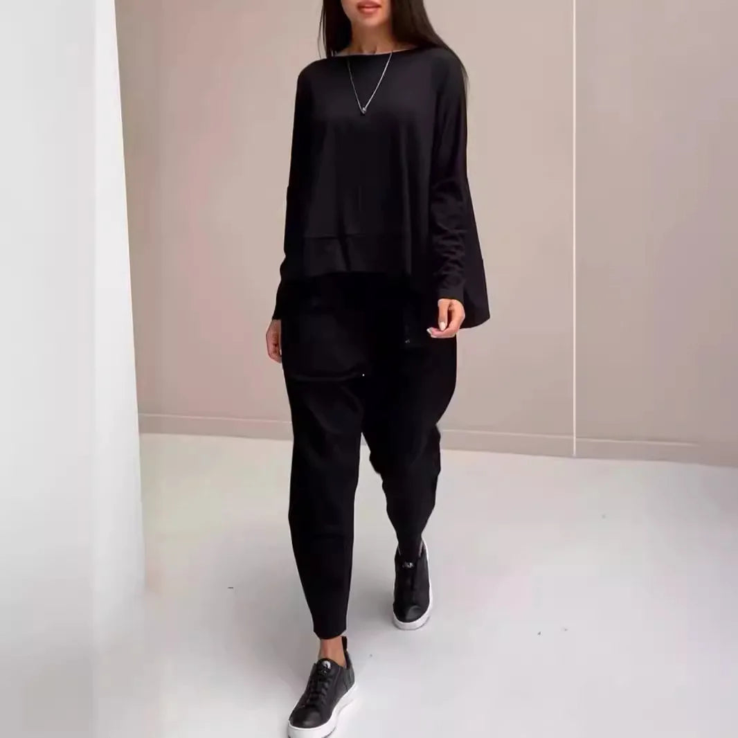 Women's suits 2024 European and American new fashion lace-up technology multi-pocket trendy sports solid color casual pants suit