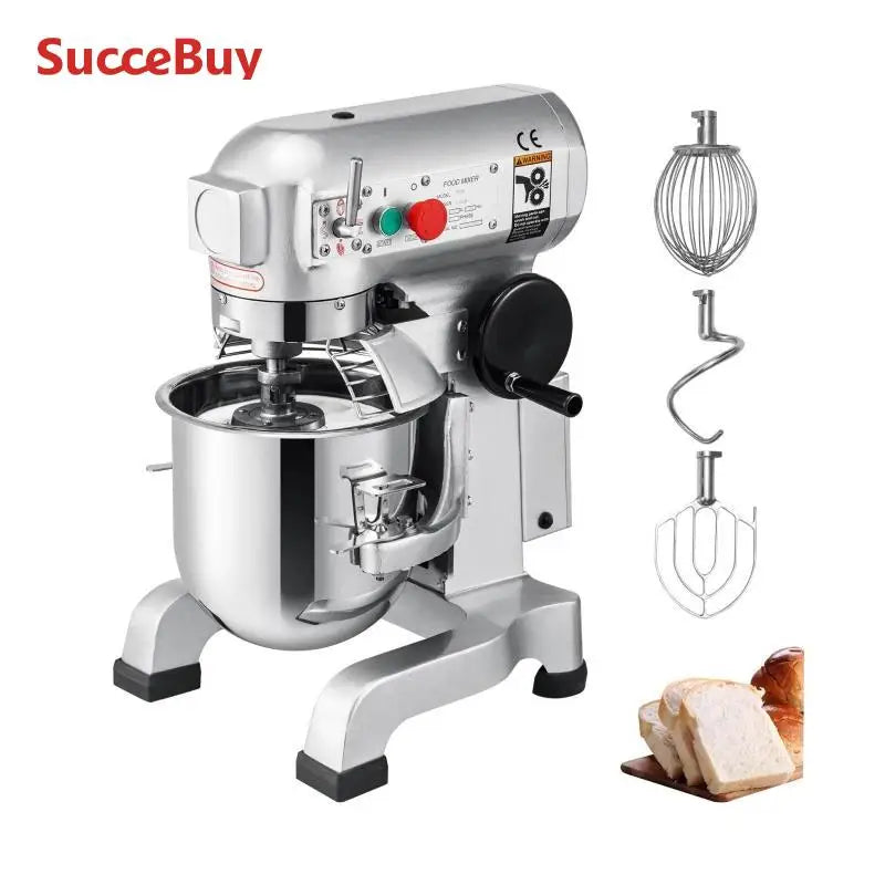 SucceBuy Electric Dough Machine 10/15/20/30L Stainless Steel Commercial Cream Egg Whisk Mixer Processor Food Stand Blender