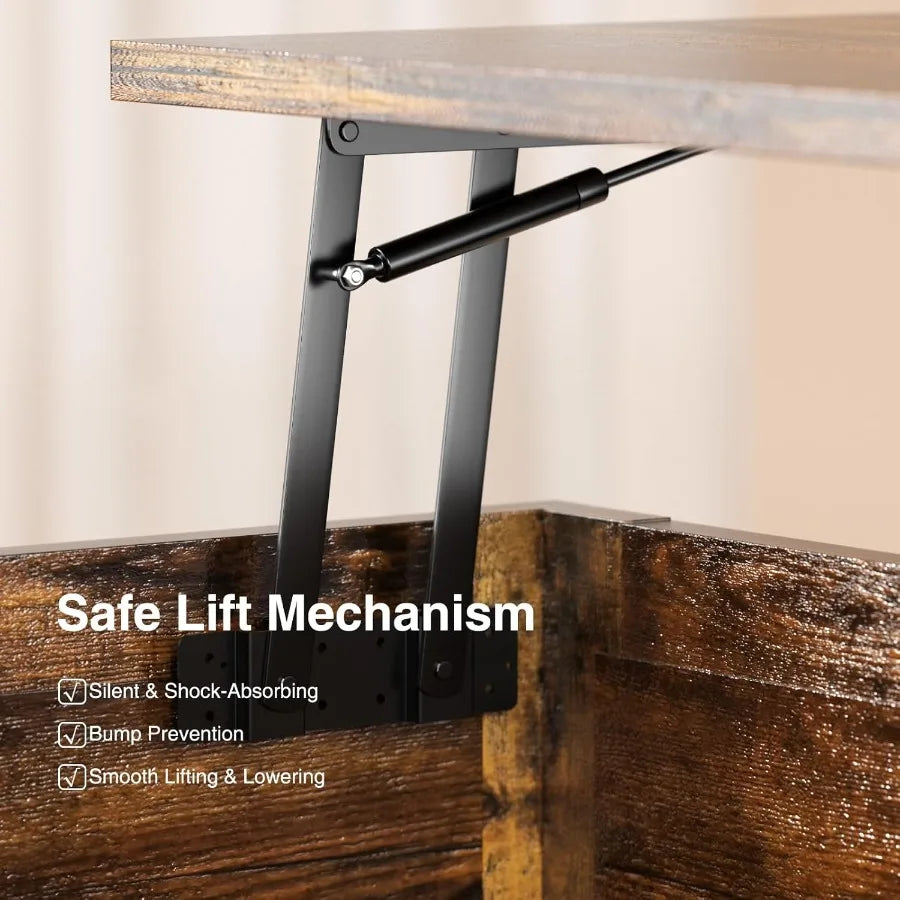 Coffee Tables with Storage for Living Room 35.4 W Lift Top Farmhouse Large Coffee Table with Charging Stationd Large Hidden Sto