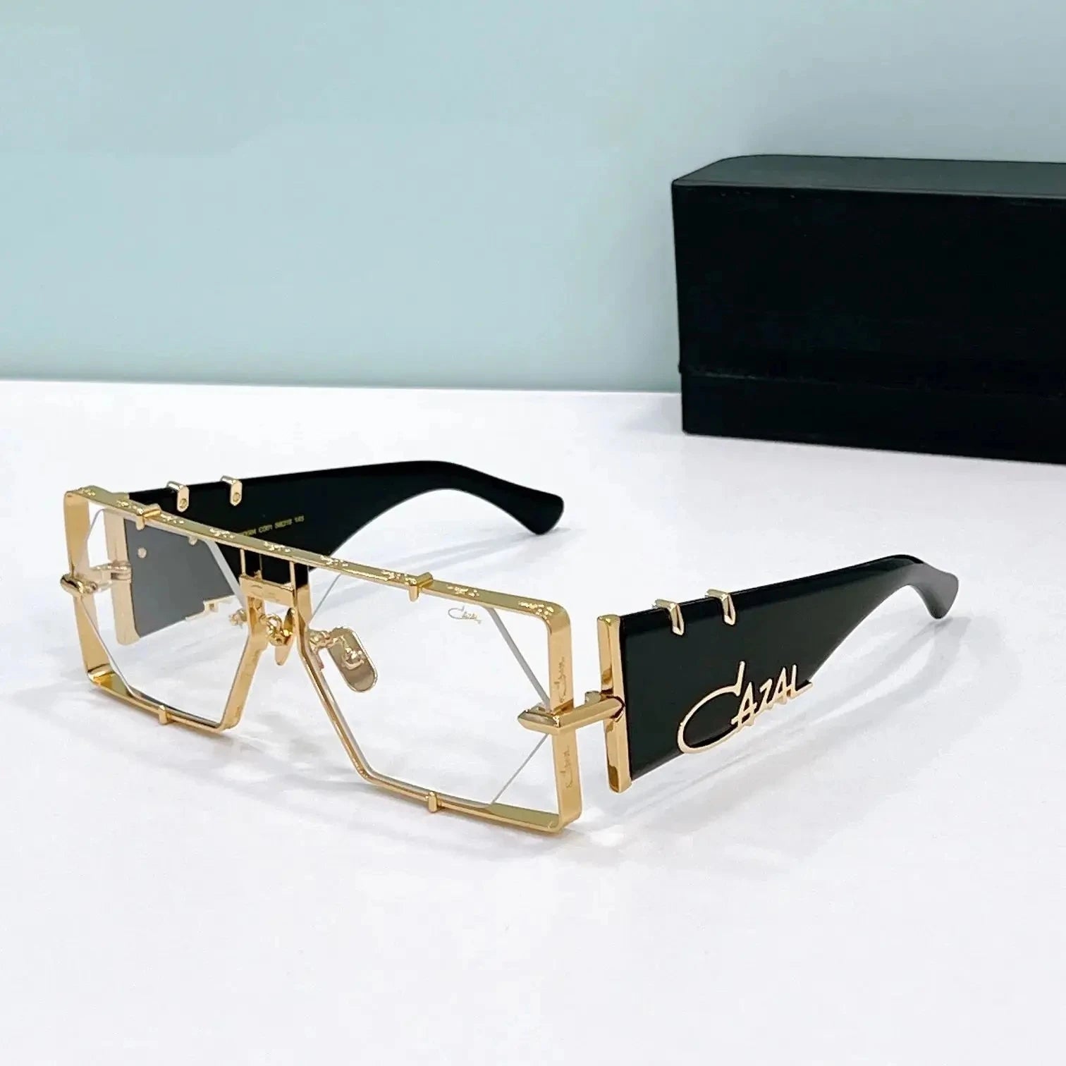 ORIGINALCAZAL MOD004 Top Quality Tortoiseshell Acetate Frame Retro Men Sunglasses Luxury Design Blue Lenses Women Couple Eyewear