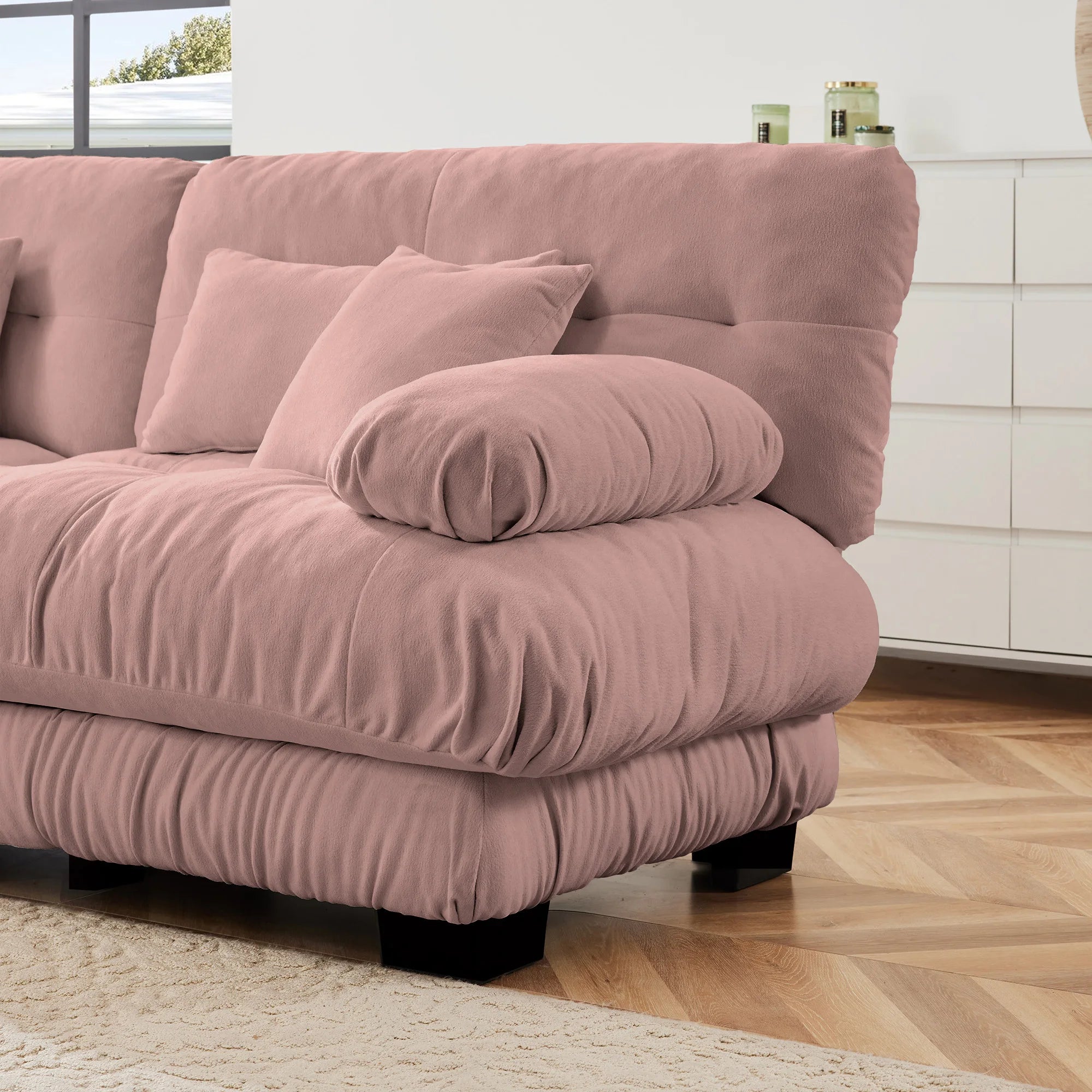 Premium 3 Seats Sectional Sofa Modular Deep Seat Sofa Couch Chenille Upholstered