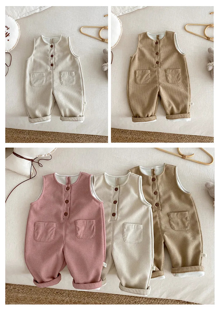 Children's Velvet Overalls 0-5 Years Old Winter Korean Children's Clothing Boys' Fashionable Casual Pants Girls' Pants