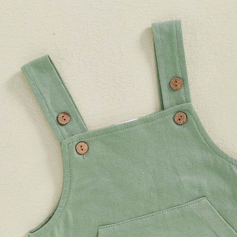 Infant Toddler Denim Overalls Sleeveless Square Neck Front Pocket Suspender Shorts Baby Romper Jumpsuit for Boys Girls