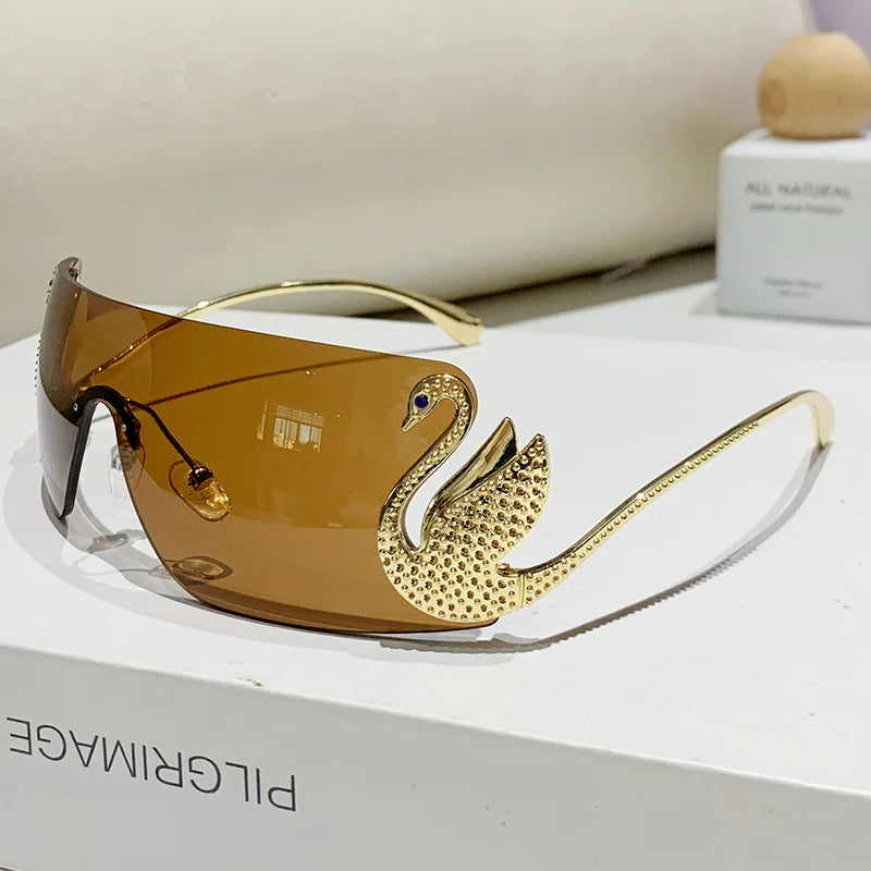 New trendy frameless cut edge integrated sunglasses for street photography, UV resistant sunglasses