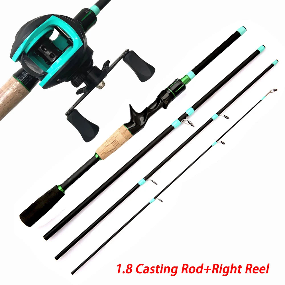 Fishing Rod Reels Combo 4/5Sections ML Action 3.5g-14g Ultralight Trave Rod With Baitcasting Reel Kit Carp Fishing Pesca1.8/2.1m