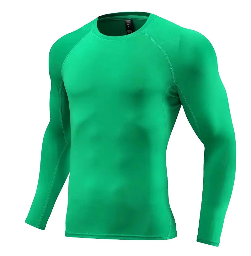 Men Long Sleeve Slim Tops Tees Sportswear Gym Fitness Compression T-shirt Running Football Jersey Outdoor Jogging Tight Quick