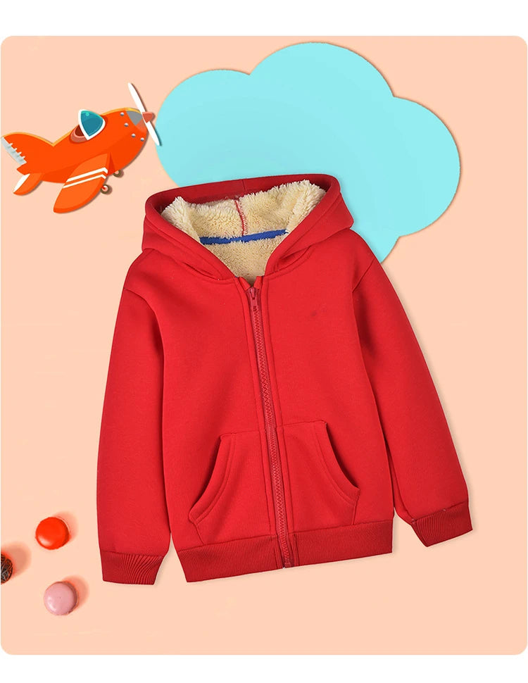Unisex Winter Fleece Hoodies for Boys Sweatshirt Casual Thicken Warm Kids Zipper Coat Tops 8 9 10 12 Years Girls Clothes Cotumes