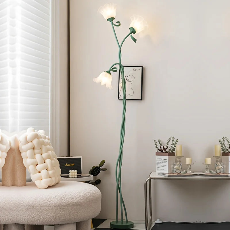 Decorative Adjustable Arm Floral Floor Lamp, American Retro Garden Light Net Red Creative Atmosphere Personality Bedroom Light