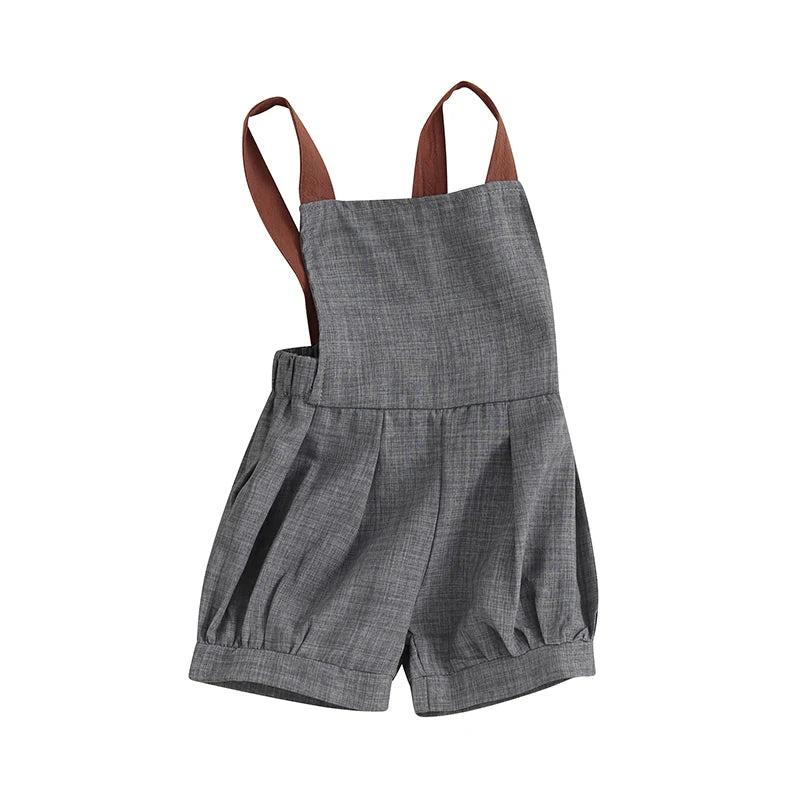 Infant Boys Denim Overalls Sleeveless Patchwork Straps Shortall Summer Backless Toddler Romper Jumpsuit Outfit for Baby