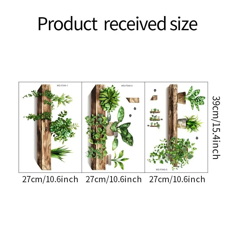 Potted Plant Art Decorations Wall Stickers for Dining Room Decor Removable Self-adhesive Door Window Tile Decal PVC Pieced Mural