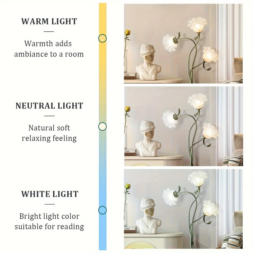 Decorative Adjustable Arm Floral Floor Lamp, American Retro Garden Light Net Red Creative Atmosphere Personality Bedroom Light