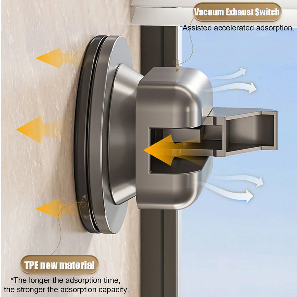 Viladepot Suction Cup Shelf Gray Bathroom Shelf Cargo Organizer With 4PCS Hooks 1PCS Towel Bar