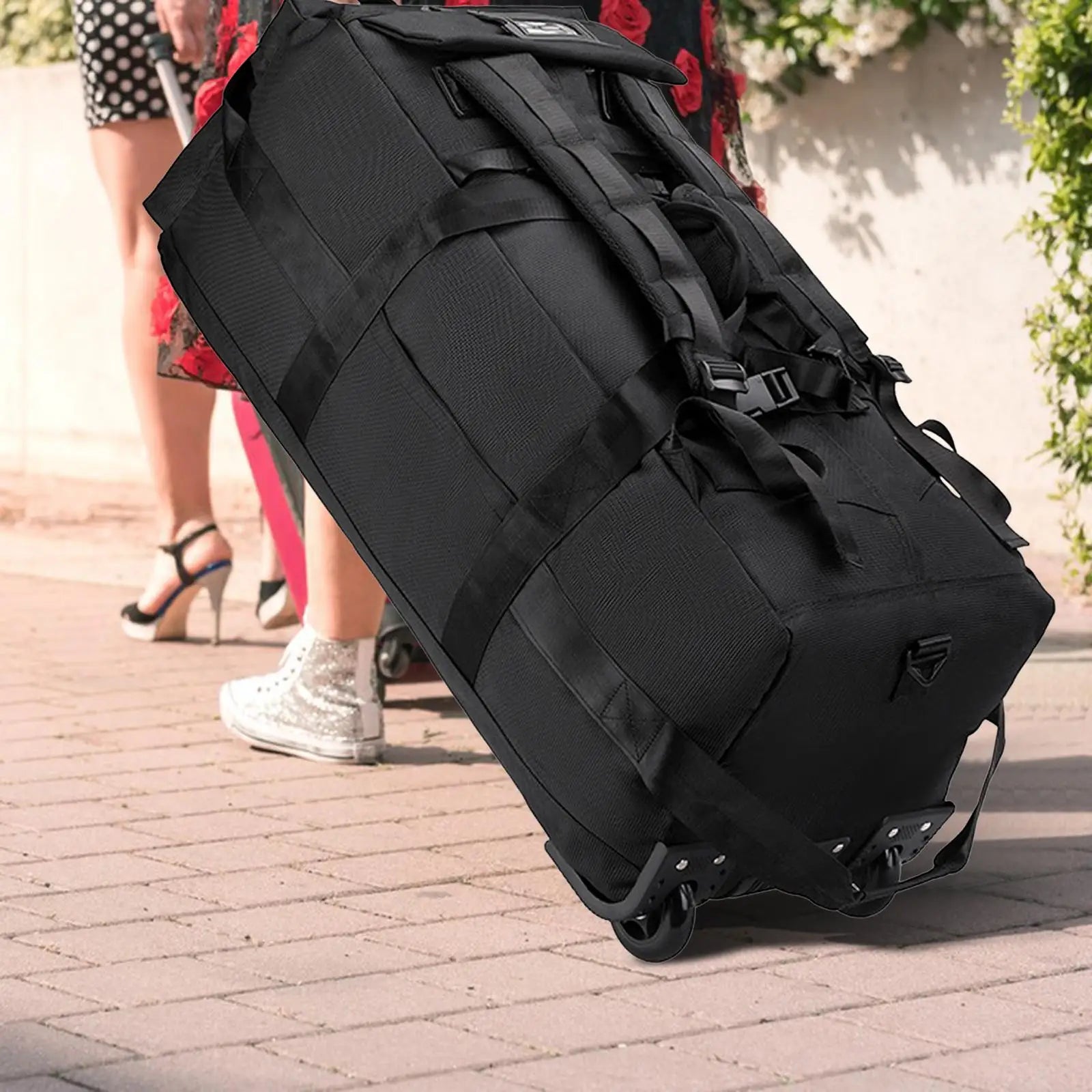 Wheeled Duffel Bag Rolling Garment Bag Large Portable Overnight Suitcase Backpack for Beach Business Trip Camping Storage Bag