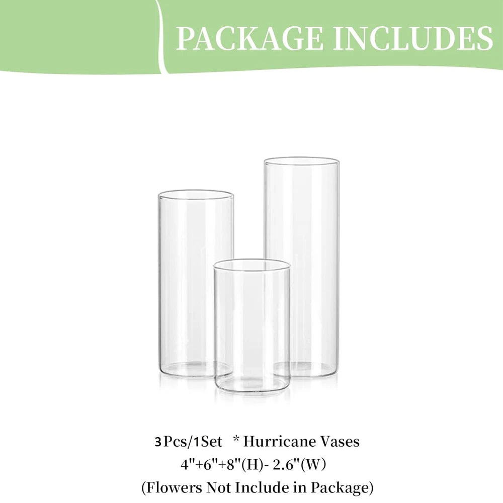 Clear Glass Cylinder Vase Glass Vases for Centerpieces, Modern Floating Candle Vases for Flowers, Hurricane Vase, Candle Holder