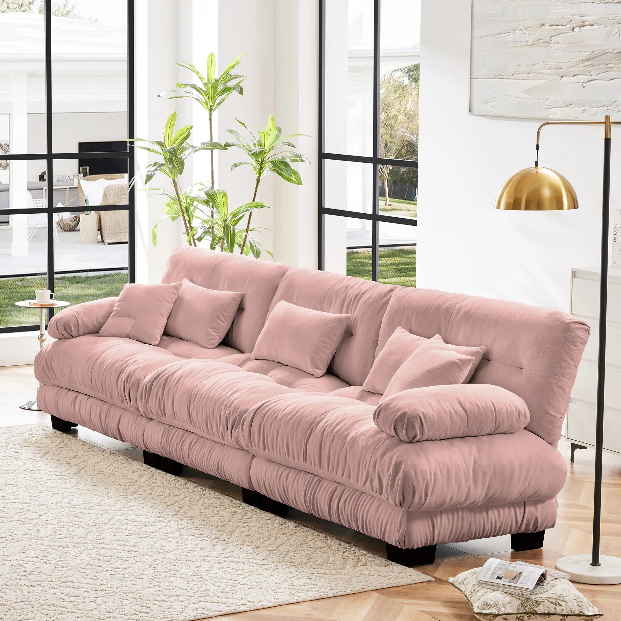 Premium 3 Seats Sectional Sofa Modular Deep Seat Sofa Couch Chenille Upholstered