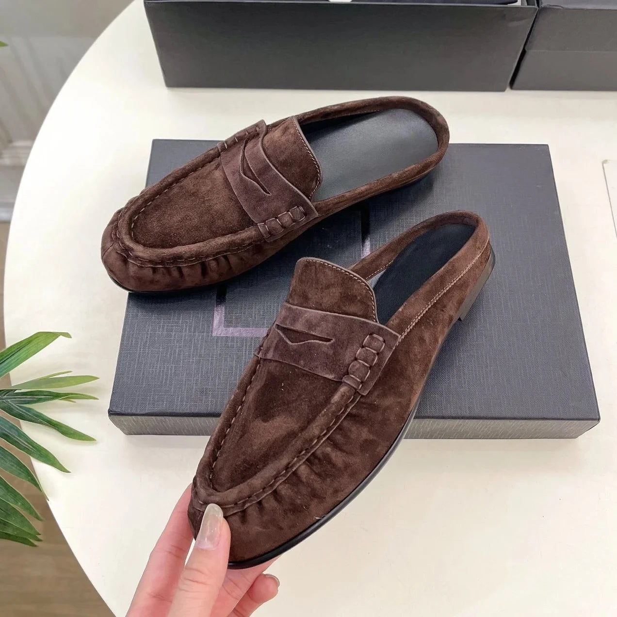 Genuine Leather Round-toes Mary Janes Slingback Gladiator Sandals Mules Loafers Female Slip-Ons Handmade Shoes Zapatos De Mujer