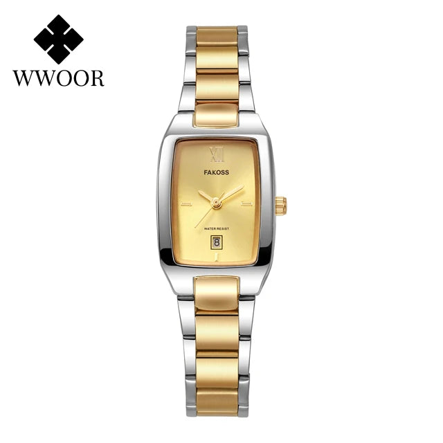 WWOOR Luxury Woman's Watch Elegant Waterproof Stainless Steel Watch for Ladies Dress Square Quartz Women's Watches Reloj mujer
