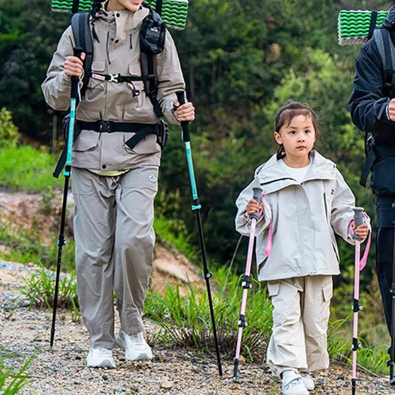 Kids Trekking Stick Lightweight Telescopic Kids Walking Stick EVA Grips Adjustable Aluminum Alloy Hiking Sticks for Boys Girls