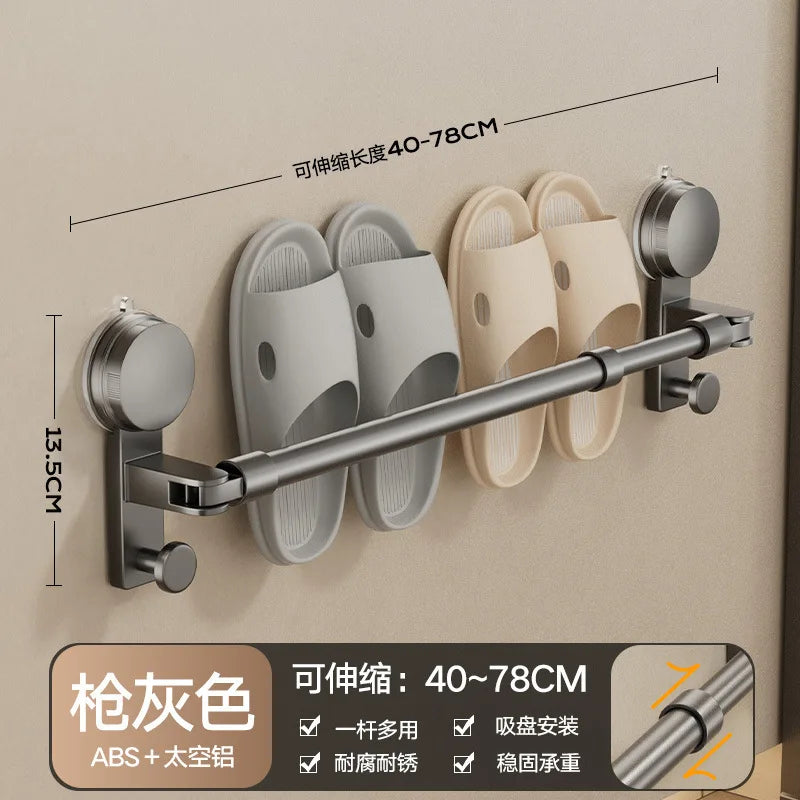 AOBT Telescopic slipper rack suction cup free of punching, bathroom retractable convenient placement of bathroom balcony hanging