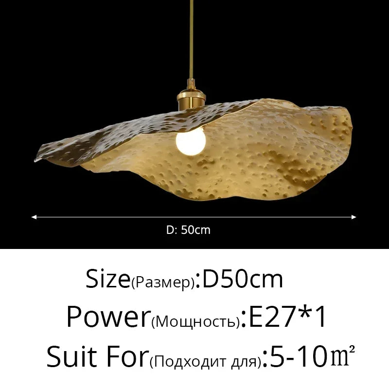 Nordic Gervasoni All Copper Pendant Lamp Creative Living Room Coffee Shop Dining Room Decoration Lotus Leaf Lamp