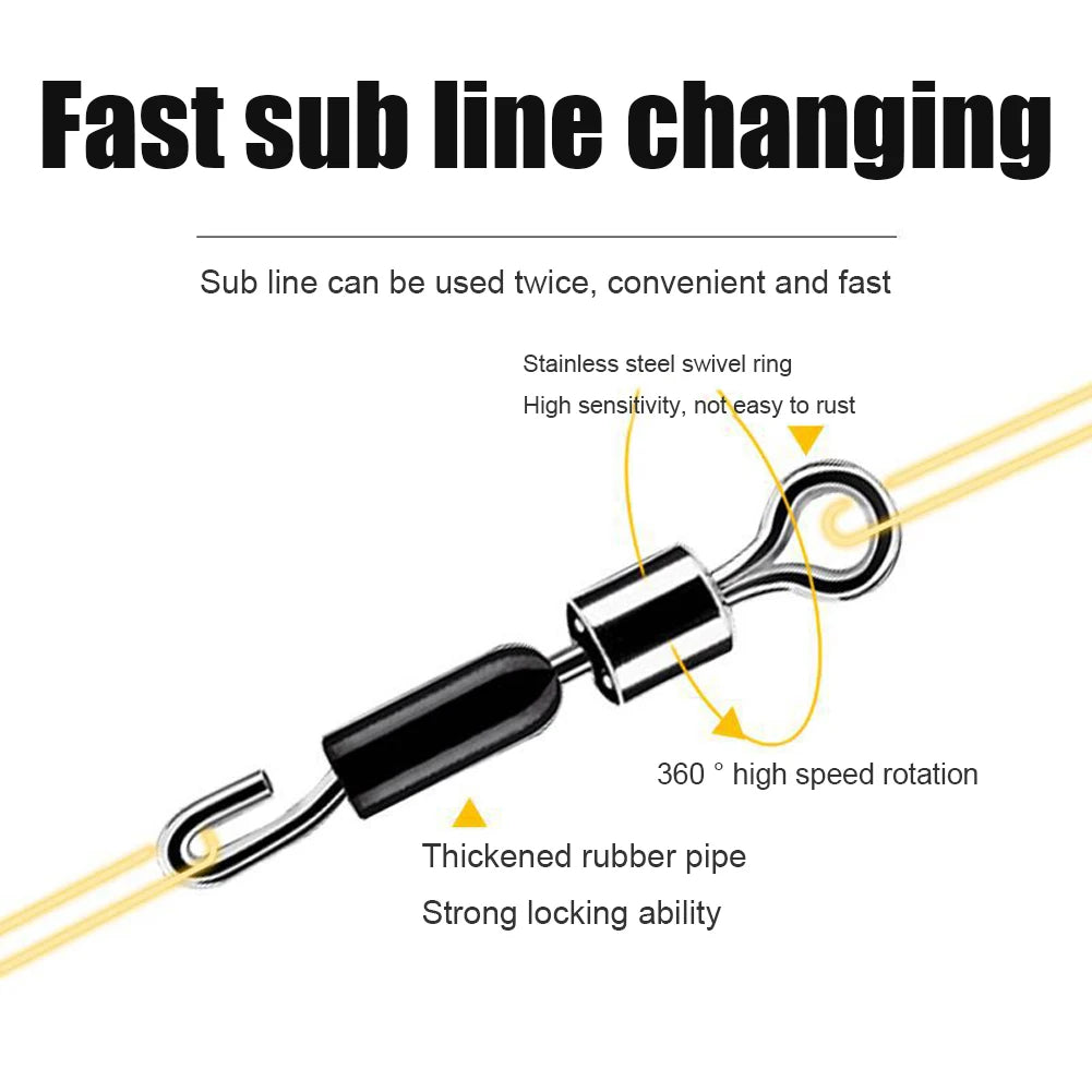 50-200Pcs Bearing Swivel Fishing Connector Q-Shaped Quick Change Swivels Carp Fishing Terminal Tackle Pesca Accessories