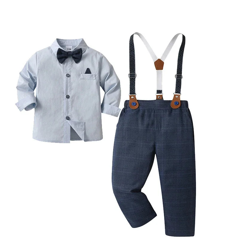 Baby Boy Clothes Sets Formal Suit Boys Long Sleeve Shirt Vest Trousers 3Pcs Sets Children Gentleman Birthday Party Clothing 1-6Y