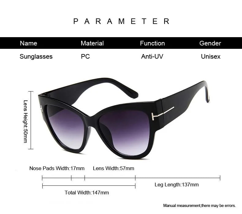 Women Sunglasses  New Fashion Brand Designer Cat Eye Female Gradient Points Sun Glasses Big UV400