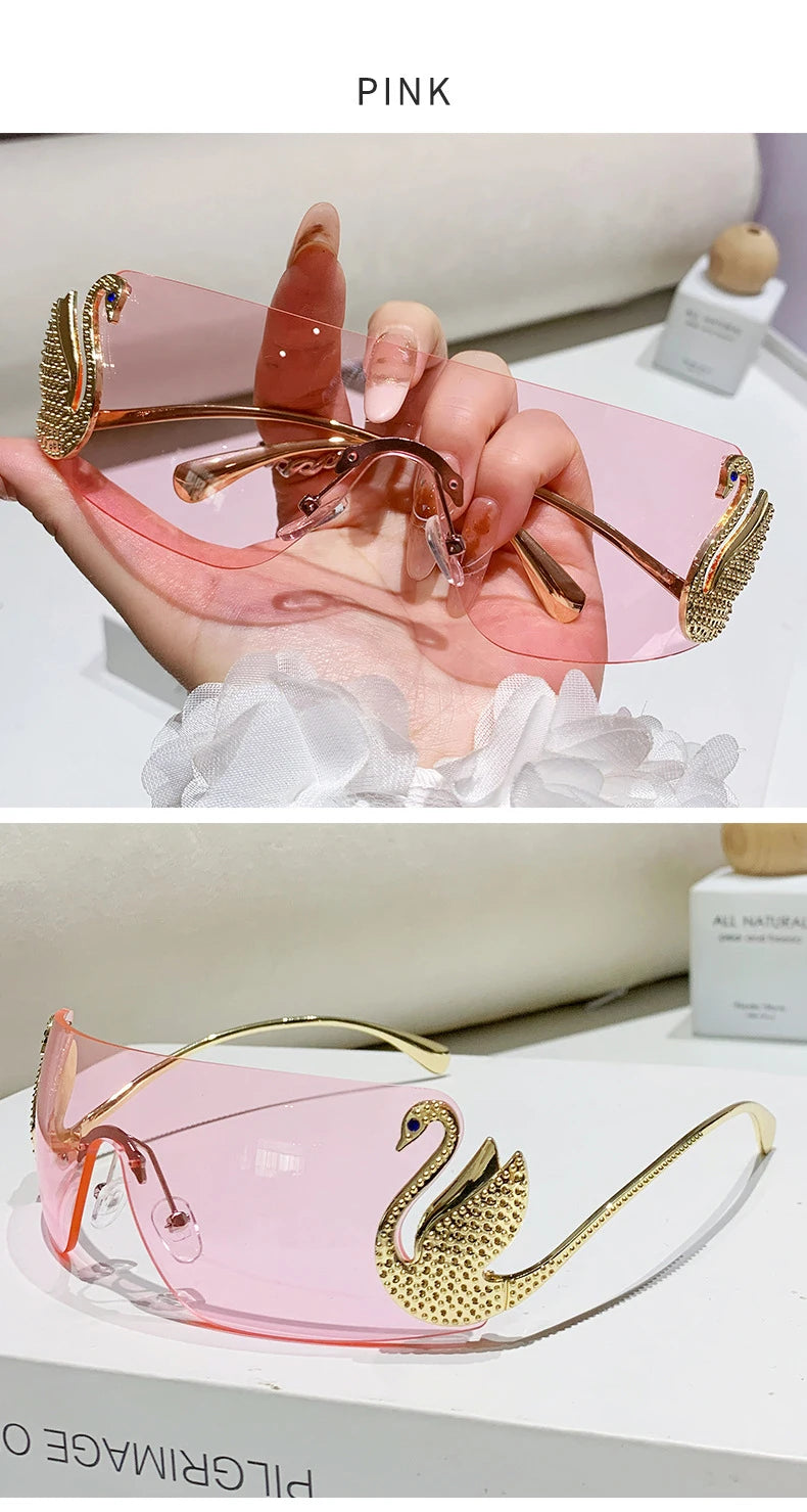 New trendy frameless cut edge integrated sunglasses for street photography, UV resistant sunglasses