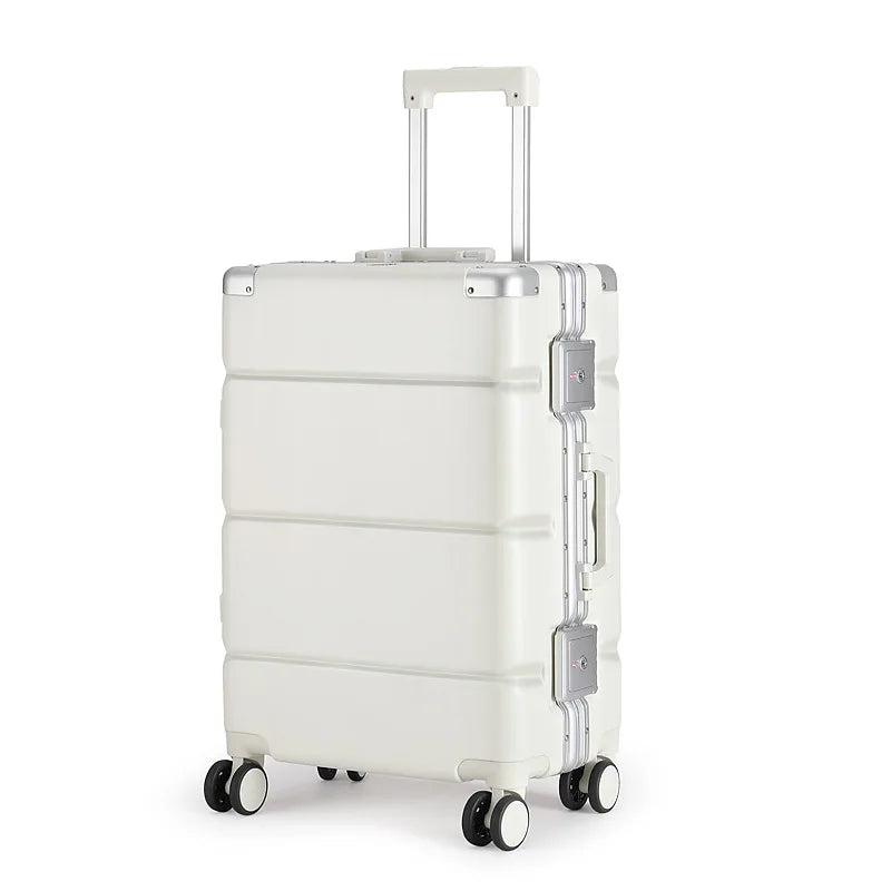 Large Size Travel Wheeled Suitcases With Aluminum Frame Anti-Collision Waterproof Carry On Luggage Carrier Trolley Case For Men