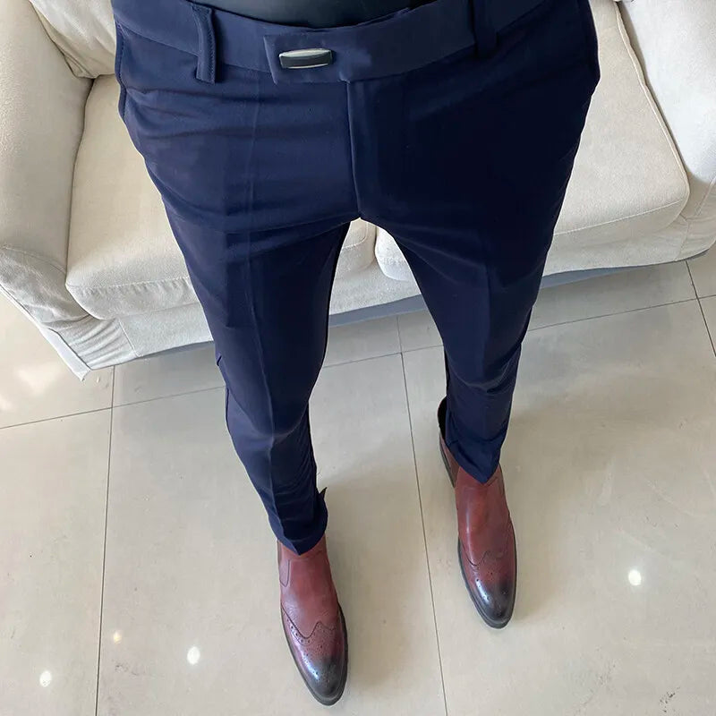 Men Dress Pants 2025 Autumn New Suit Pants Solid Business Casual Straight Slim Fit Trouser Formal Pantalones Hombre Men Clothing