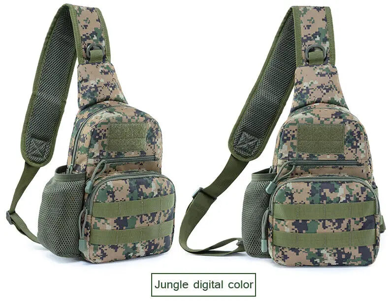 Tactical Sling Crossbody Backpack with Water Bottle Holder, MOLLE EDC Shoulder Sling Chest Bags for Travel Walk