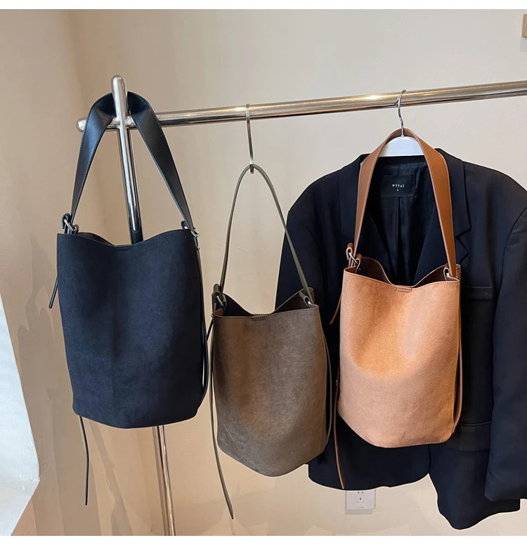 Retro Frosted Buet Bag Large Capaci Commuter Women's Single oulder Slant Cross Bag Soft PU Material Buet ape