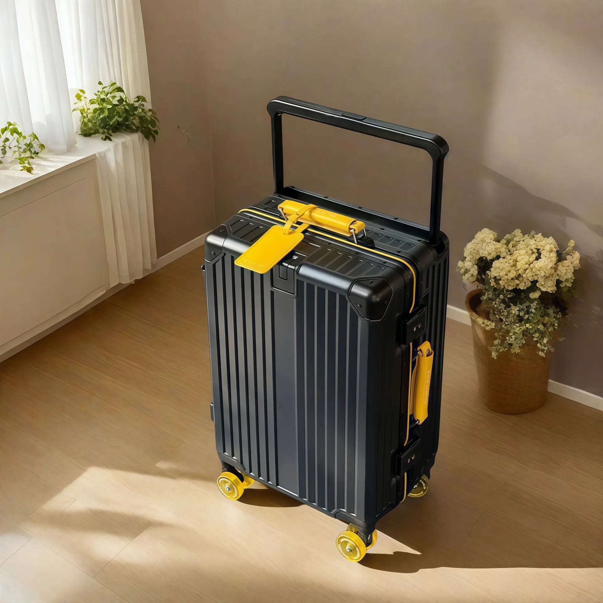 Wide Handlebar Rolling Luggage Large Capacity Travel Aluminum Frame Trolley Suitcase with Colorful Silent Spinner Wheel TSA Lock