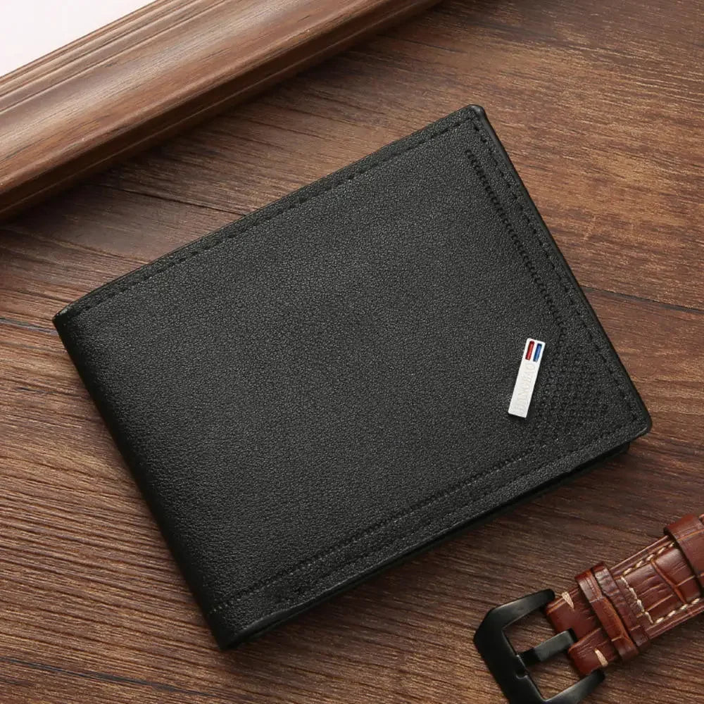 Men Short Pu Leather Wallets Vintage Thin Male Credit Card Holder Black Small Money Purses large capacity card holder Bag