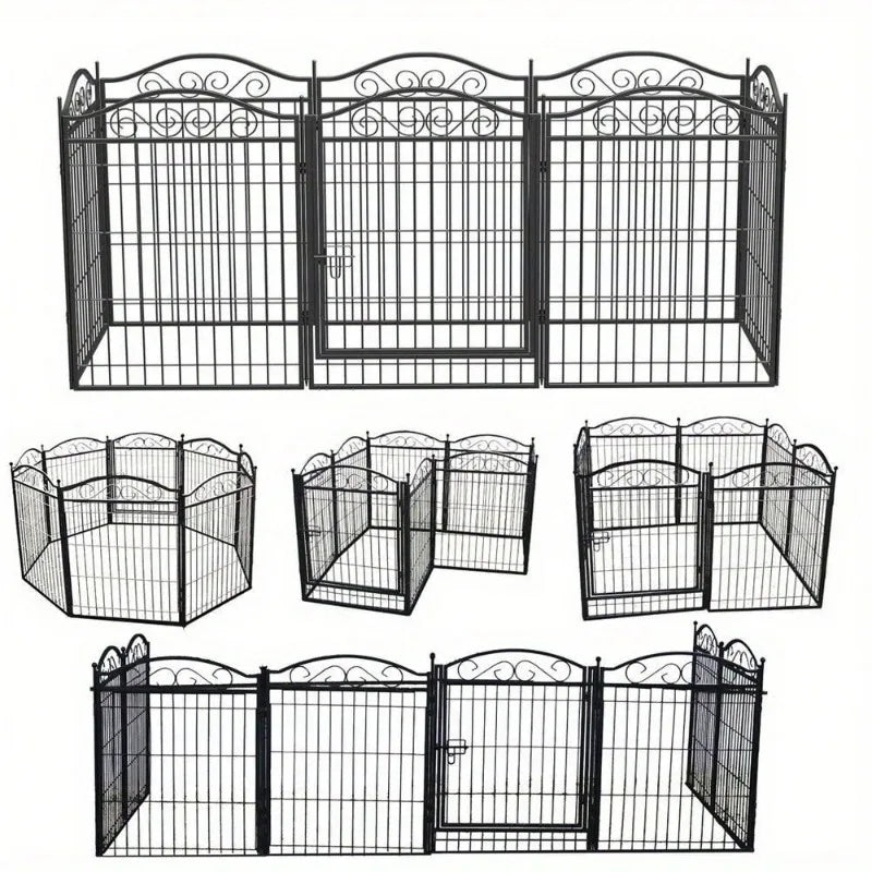 Heavy Metal Dog Playpen Backyard Dog Kennel Fences for Outdoor Camping Traveling