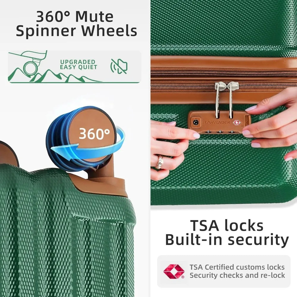 LARVENDER Luggage Set 6 Piece Large Suitcases with Wheels, Suitcase Set ABS Hard Shell Luggage Sets with Spinner Wheels, Carry O