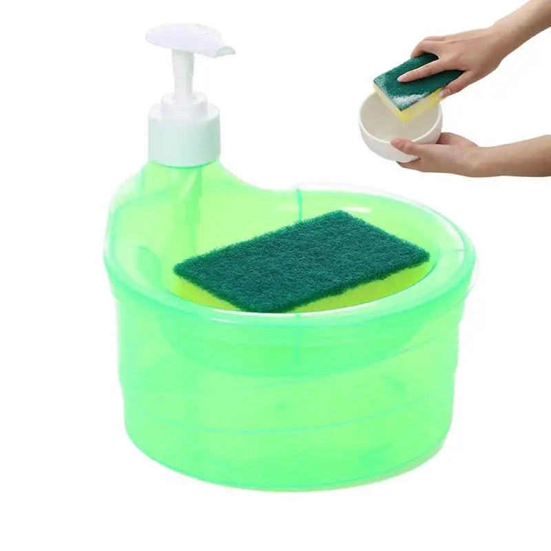 1000ml Soap Dispenser and Scrubber Holder Multi-functional Cafe Dishwashing Container Manual Sink Dish Washing Soap Dispenser