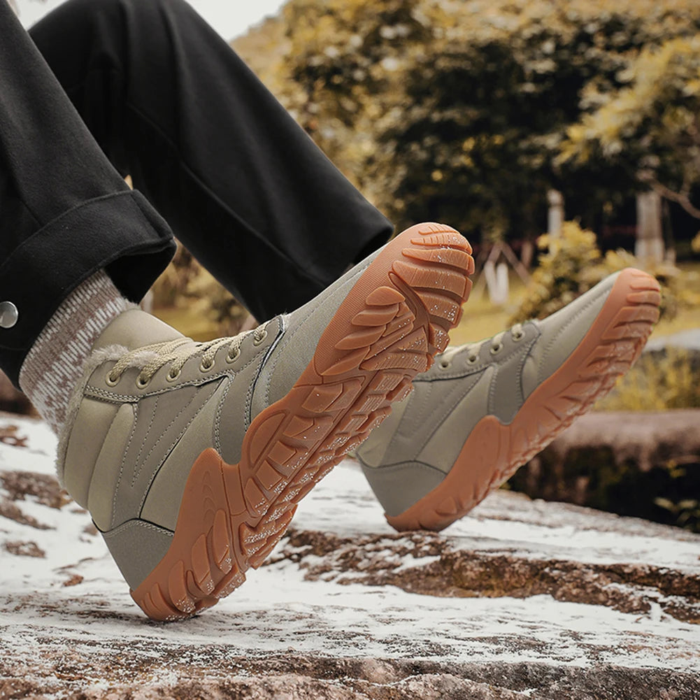 Winter Snow Boots Barefoot Hiking Shoes Waterproof Warm Lined Booties Anti Slip Wide Toe Box Ankle Booties for Hiking Climbing