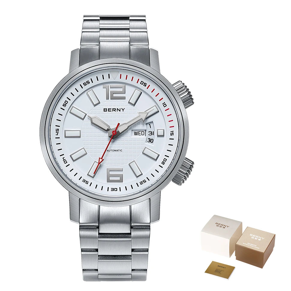BERNY 20ATM Diver Mechanical Watch For Men Super Luminous Swim Watch Sport Miyota 8205 Sapphire Automatic Diving Men Wristwatch
